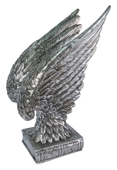 Silver Angel Wings On Book Large - Click Image to Close